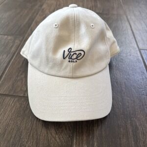 Vice Golf Hat Mens Tan Adjustable Strap Logo Cap One Size
